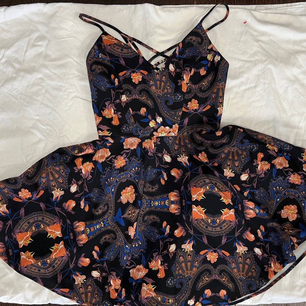 Bebe x Naven Floral Criss Cross Back Dress